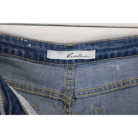 KanCan Los Angeles Skirt Women 5 / 26 Blue Distressed Denim Raw Hem Mini Casual - Picture 6 of 13